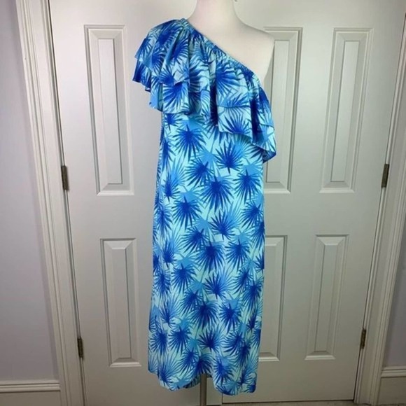 Vineyard Vines Dresses & Skirts - VINEYARD vines blue electric palm asymmetrical dress 4